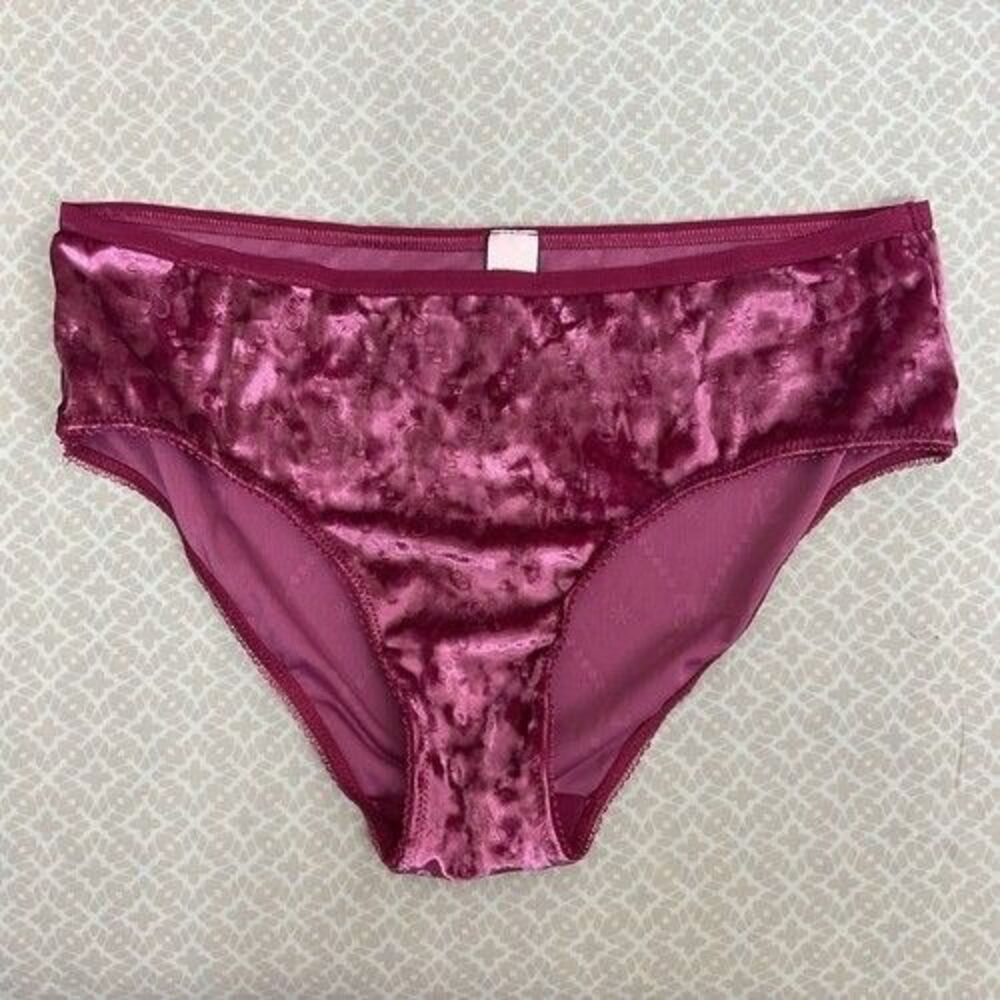 NWOT Victoria's Secret‎ Pink Spellout Vintage Velour Bikini Panties Women Size M